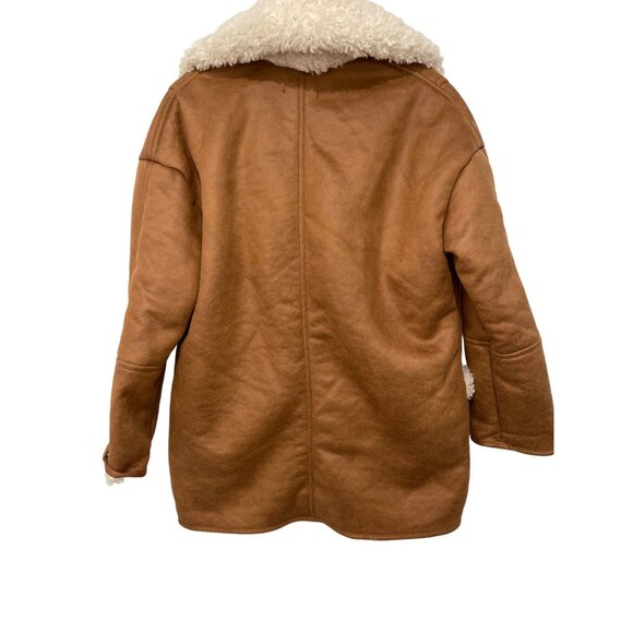 Piombo Brown Faux Shearling Suede Coat Medium NWT - Picture 4 of 5